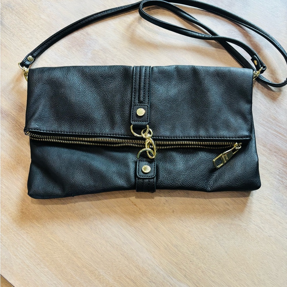 Black Leather Clutch Bag